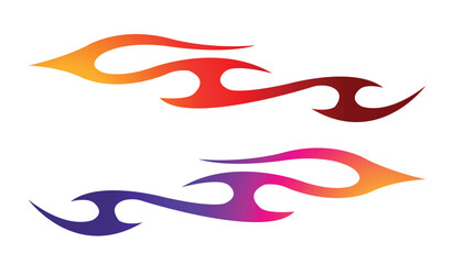 Burning tires and flame sports car decal vinyl sticker. Racing car speed fire flames vector art graphic. Side decoration for car, auto, truck, boat, suv, motorcycle.