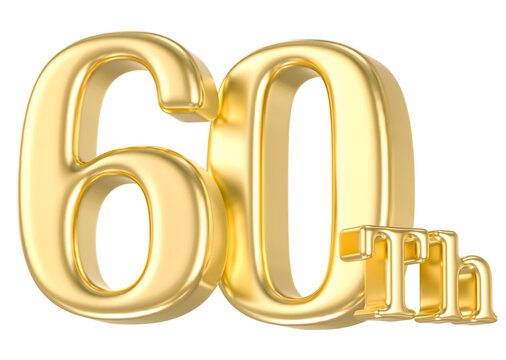 60 Th Anniversary Number Gold 3D
