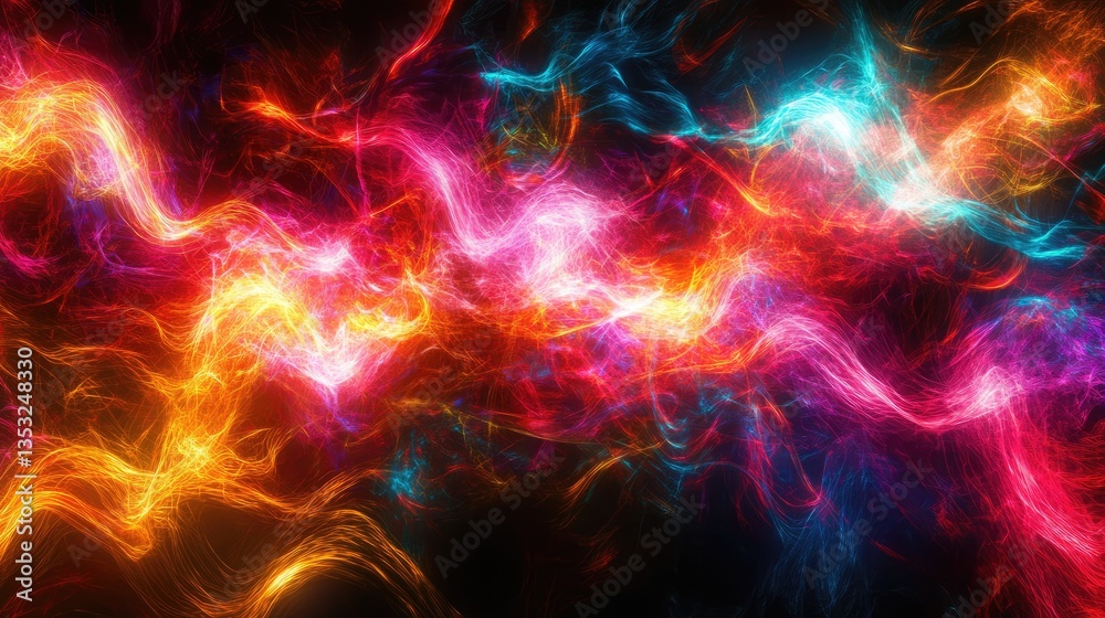 Poster vibrant abstract energy waves in a spectrum of colors creating a dynamic visual experience