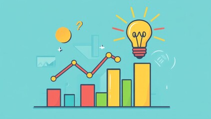 Obraz premium Growing Success, Idea, Colorful Chart, Abstract Business Concept