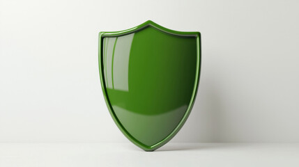 shiny 3D green icon of shield symbolizes protection and security in modern design 3D icon for Advertising
