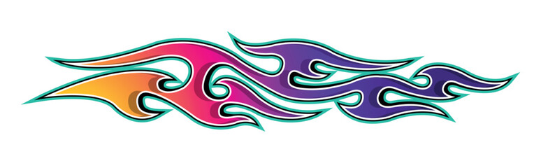 Tribal fire flame race car body side vinyl sticker vector eps art image file. Burning tires and flames sport car decal. Side speed decoration for cars, auto, truck, boat, suv, motorcycle. © Artoholics