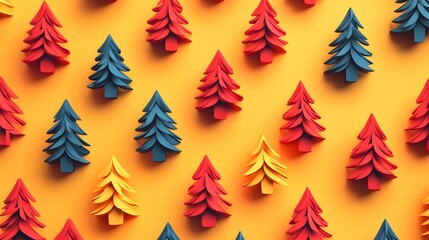 Festive Christmas Tree Pattern on Bright Background for Holiday Designs