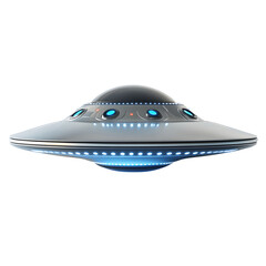 Futuristic UFO Hovering in Mid-Air with Glowing Blue Lights