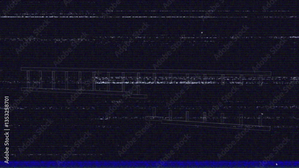 Poster animation of distorted horizontal lines and static interference on digital screen