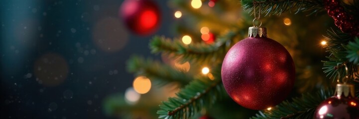 Vibrant colorful baubles adorn a beautifully lit Christmas tree amidst twinkling lights and soft ambient glow, baubles, festive, ornaments