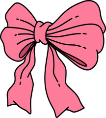 Hand drawn retro coquette bow doodle   