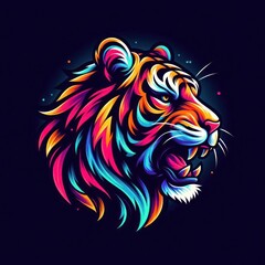 Colorful Tiger Head Illustration. (4)