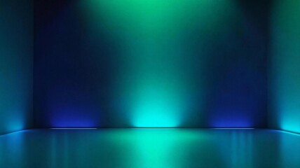 Abstract Neon Gradient Lighting in Minimalist Empty Room, Background with Copy Space for Design