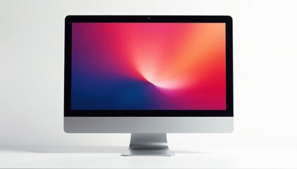 Fototapeta premium Sleek metallic computer on clean white background, computer, technology