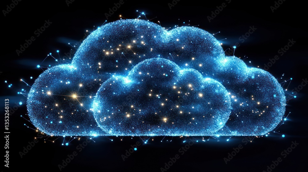 Poster Glowing digital cloud computing network.