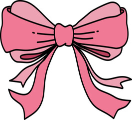 Hand drawn retro coquette bow doodle   