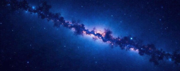 Fototapeta premium Celestial scene with stars and galaxy in dark blue sky, stars, night, background