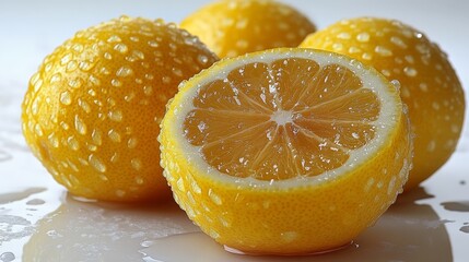 Whole yellow lemon with textured skin, isolated on white background