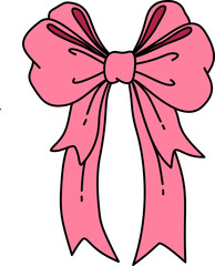Hand drawn retro coquette bow doodle   