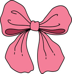 Hand drawn retro coquette bow doodle   
