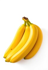 A bunch of ripe yellow bananas isolated on a pure white background, closeup, yellow, vitamin