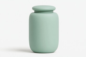 Modern, muted sage green storage jar with a smooth, rounded lid