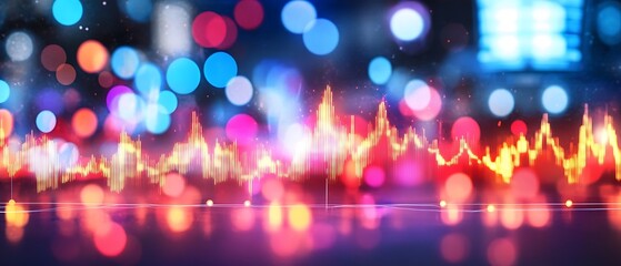 Abstract representation of a fluctuating data chart in vibrant colors