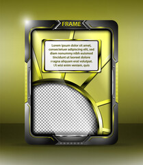 Layout amarelo para dispositivo móvel em moldura futurista