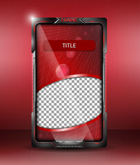 Layout vermelho para story em moldura futurista