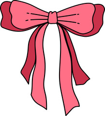 Hand drawn retro coquette bow doodle   