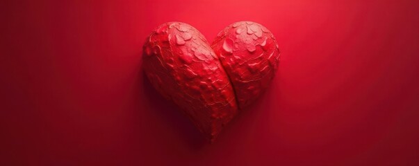 Two intertwined red hearts forming a single, vibrant entity, symbolizing unity in love, heart bond, merged love