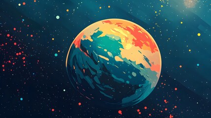 Colorful Cartoon Vector Illustration of a Planet with Fun and Playful Design for Creative Projects