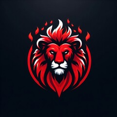 Fototapeta premium Fiery Lion Head Logo Design. (2)