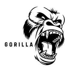 Mountain Gorilla, png Transparent Background Black and white