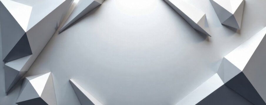Silver metallic background with geometric shapes, industrial interior, abstract patterns, geometric shapes