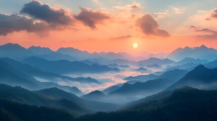 Obraz premium Majestic mountain landscape at sunrise