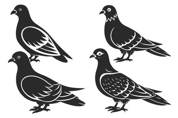 set of Dove silhouette vector illustration