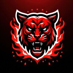 Obraz premium Fiery Tiger Head Logo Design. (1)