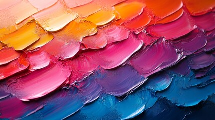 Fototapeta premium Vibrant impasto oil paint texture with warm to cool color gradient.