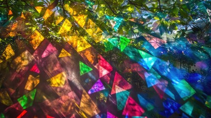 Fototapeta premium A mesmerizing display of prismatic light reflecting through a crystal, creating a colorful spectrum.