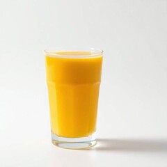 A single glass of pineapple juice, isolated on a white background. Soft, diffused light creates subtle shadows. The image is elegant and refined, showcasing the juice's graceful qualities.