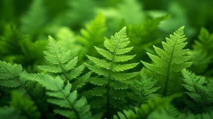 Lush green ferns in a natural forest setting.