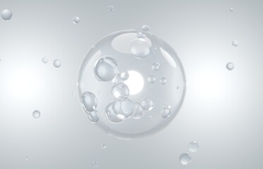 Water Bubble molecule for hydration moisturizer skincare, 3d rendering