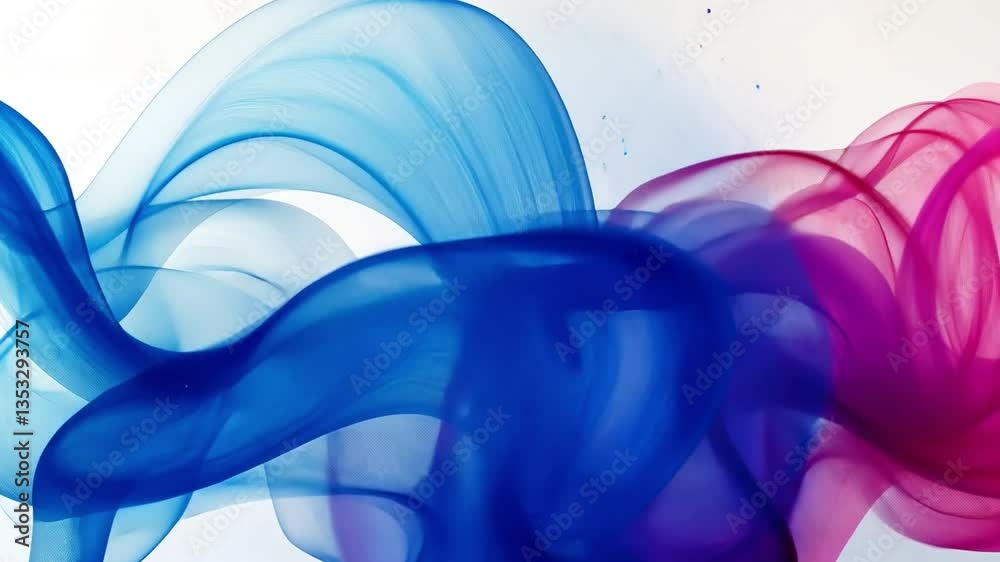 Poster fluid dynamics: an abstract composition featuring vibrant blue and pink flowing forms, creating a dy