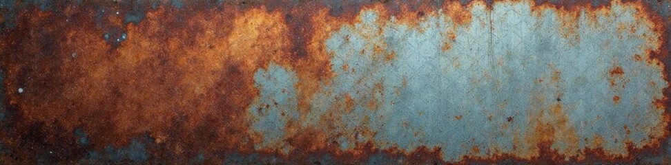 Obraz premium Rusted metal mesh overlay on a worn concrete surface with abstract grunge pattern, metal, concrete, industrial