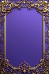 Obraz premium Ornate gold frame on deep purple background