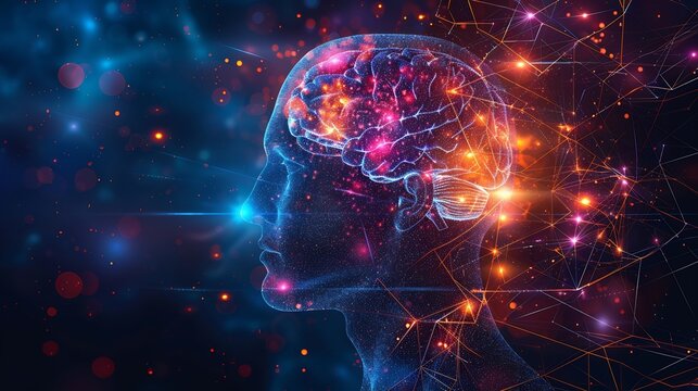 Vibrant geometric blueprint of neuromarketing insights where subconscious triggers cognitive biases engagement tactics form a radiant visualization