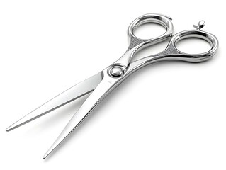 Obraz premium Polished Steel Scissors Displayed Open on a Clean White Background
