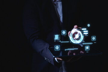 AI Symbolic, artificial intelligence of futuristic technology.transformation of ideas and the adoption of technology in business in the digital age, enhancing global