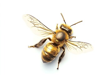 Golden honeybee or bee isolated on the white background