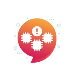 microchip supply shortage icon with chips, vector