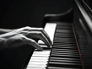 Fototapeta premium Hands playing grand piano keys.
