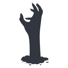 Silhouette of Scary Halloween Zombie Hand. Flat Vector Illustration.