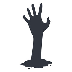 Silhouette of Scary Halloween Zombie Hand. Flat Vector Illustration.